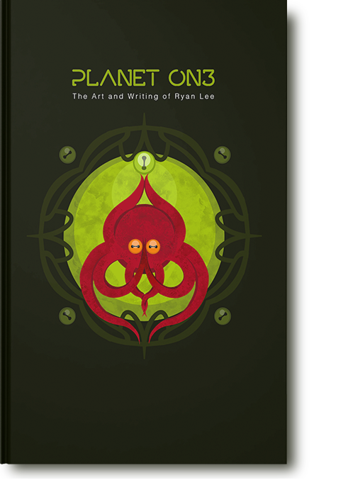 Planet On3 book cover (Alien Octopus in yoga pose in front of glowing green planet